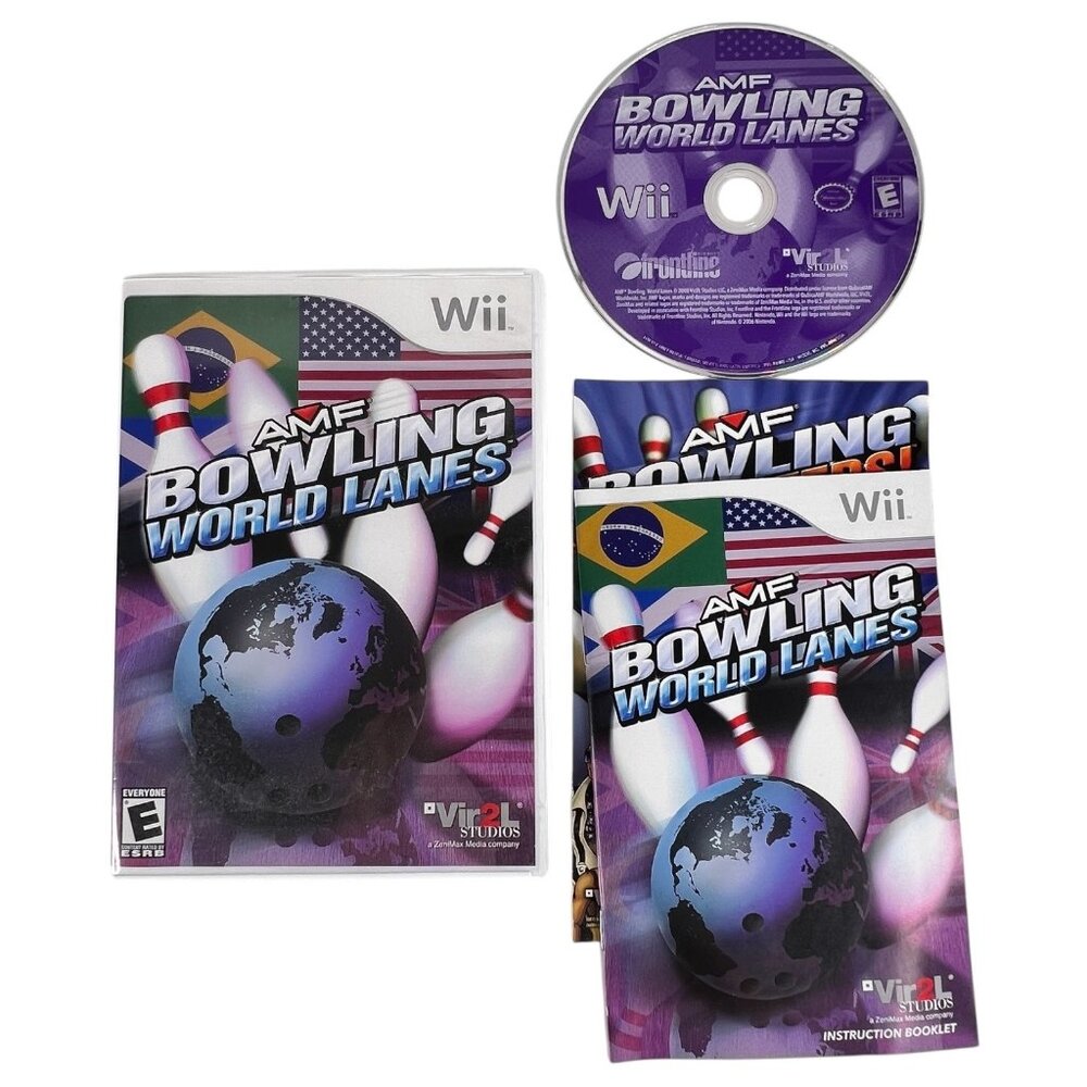 AMF Bowling World Lanes Nintendo Wii Game Complete Instruction Case Tested Works